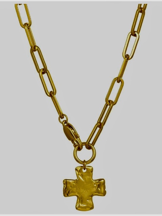 James Michelle Jewelry - JAMES MICHELLE Gold Paperclip Chain Necklace with Cross Pendant - Women Jewelry